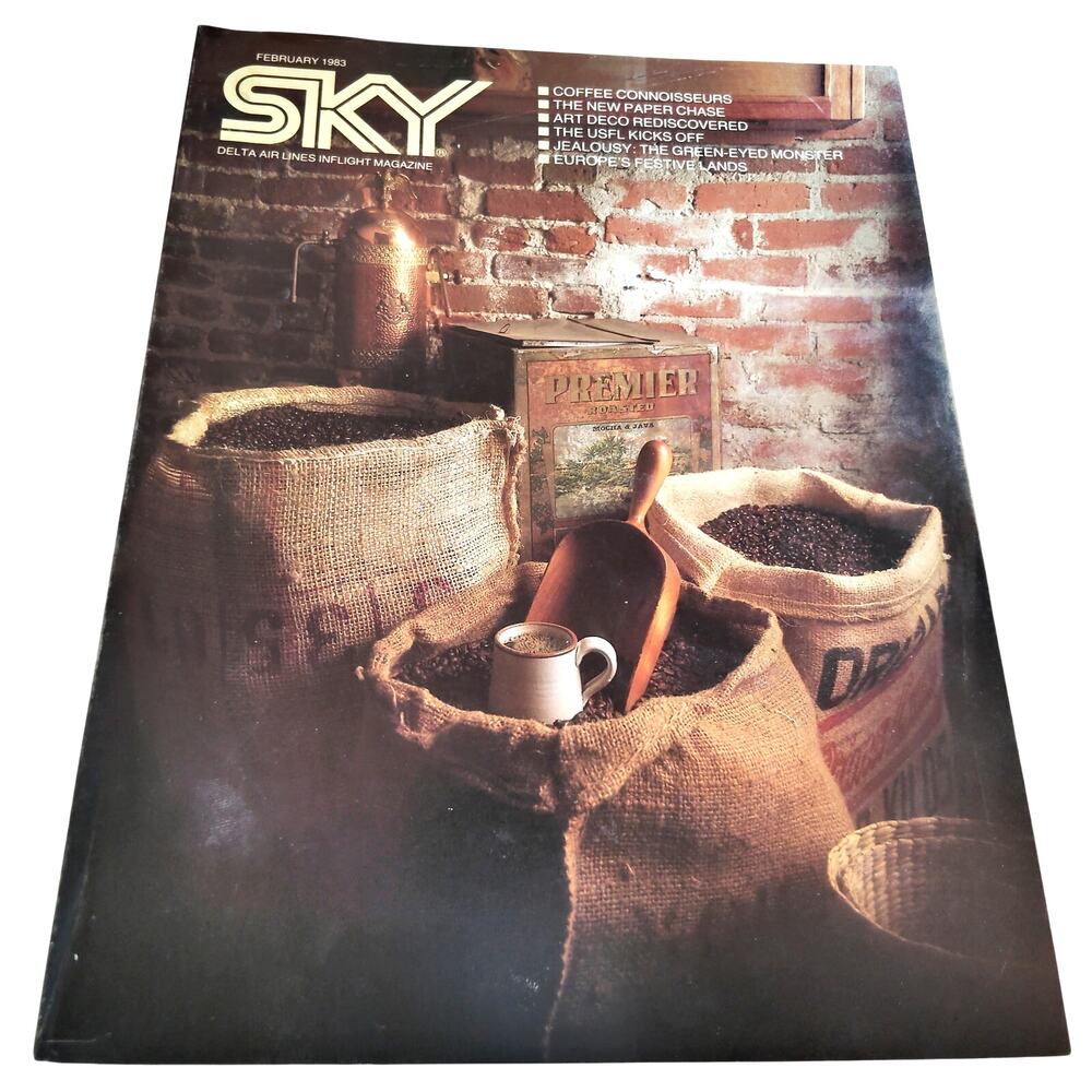 Delta SKY Magazine- February 1983 - USFL Kicks Off, Europe, John deButts, Coffee